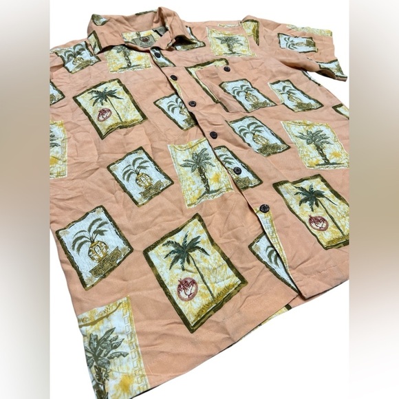 Salmon pink Hawaiian short sleeve button down shirt - Picture 2 of 4
